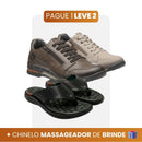 Kit 2 Sapatênis Ortopédico de Couro + Chinelo Massageador de Brinde 🎁